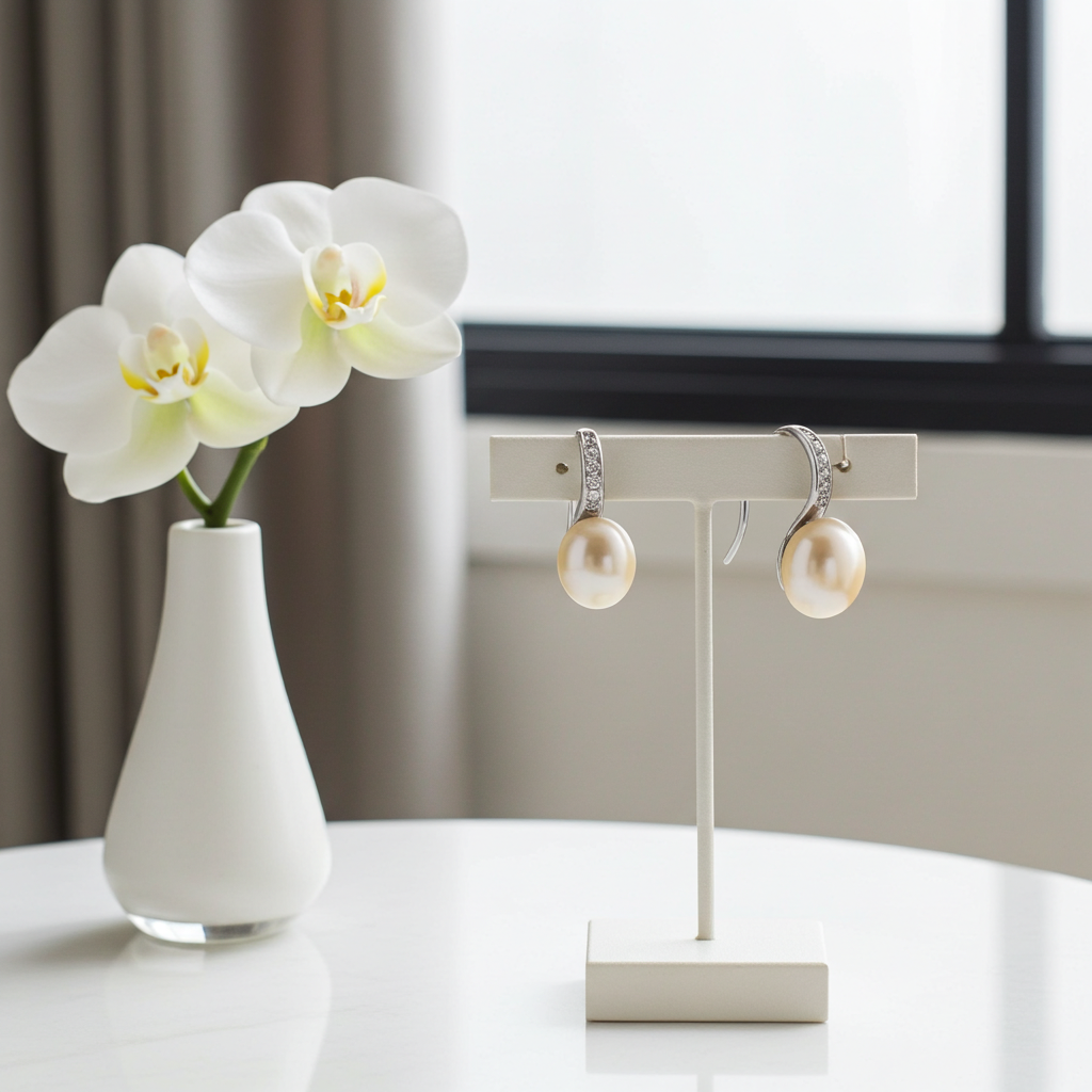 Boucles d'oreilles perles de culture rose – système crochet argent rhodié