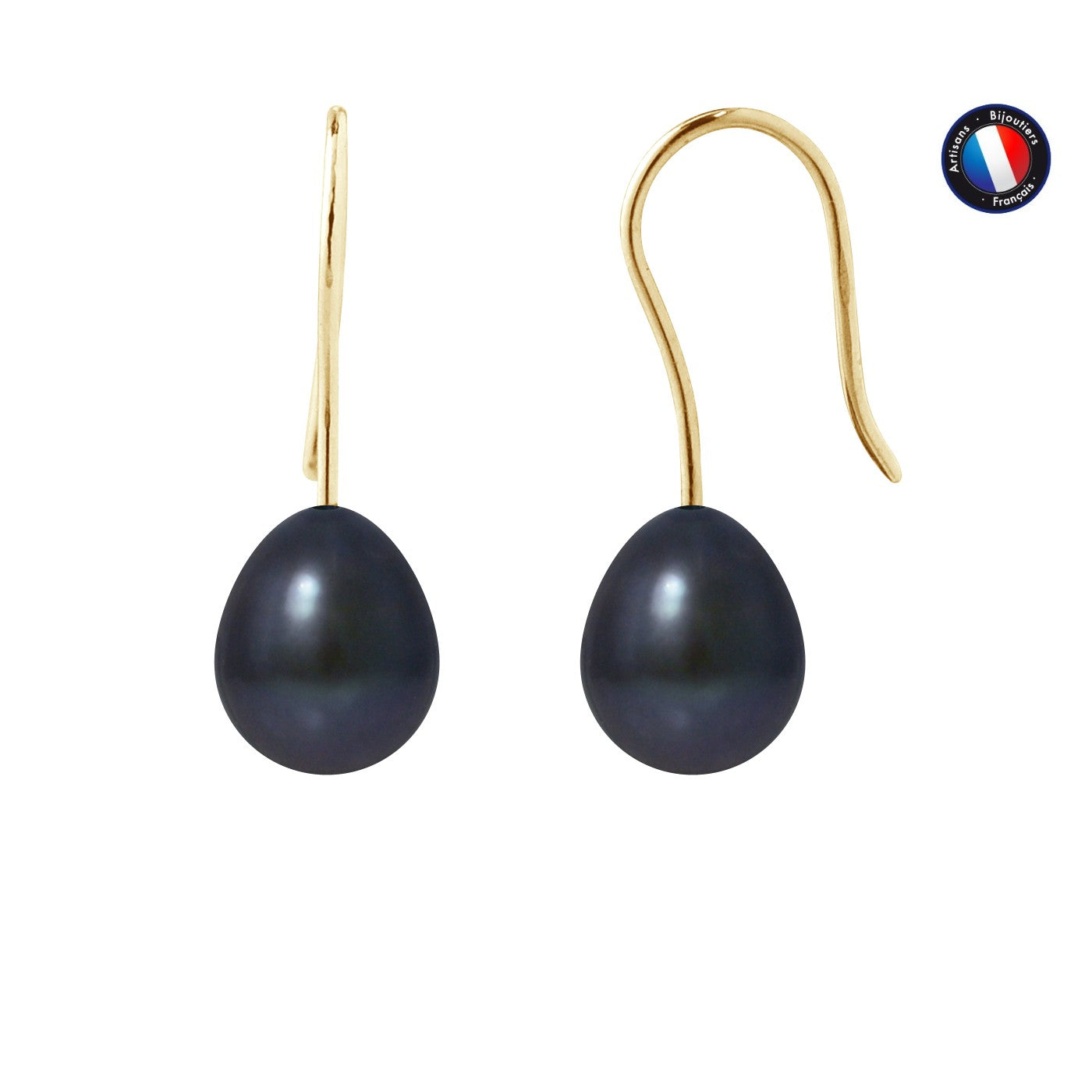 Boucles d'oreilles perles Black Tahiti 7-8mm or jaune 9K – vue principale | Perlinea Kenvia