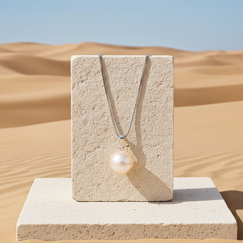Collier perle de culture rose 9-10 mm argent 925 rhodié présenté sur surface élégante – kenvia
