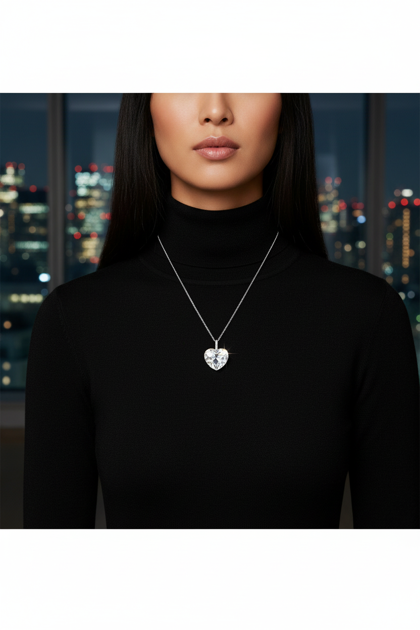 Collier cœur cristal Swarovski porté – bijou femme style Tokyo | Kenvia