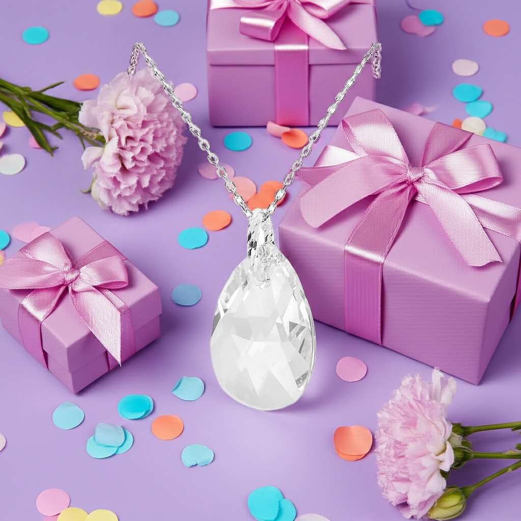 Collier cristal Swarovski® goutte argent 925, idée cadeau femme pour anniversaire ou autre – Kenvia