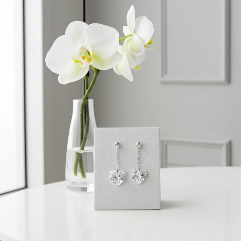 Boucles d'oreilles cœur cristal Swarovski portées – bijou femme élégant | Kenvia