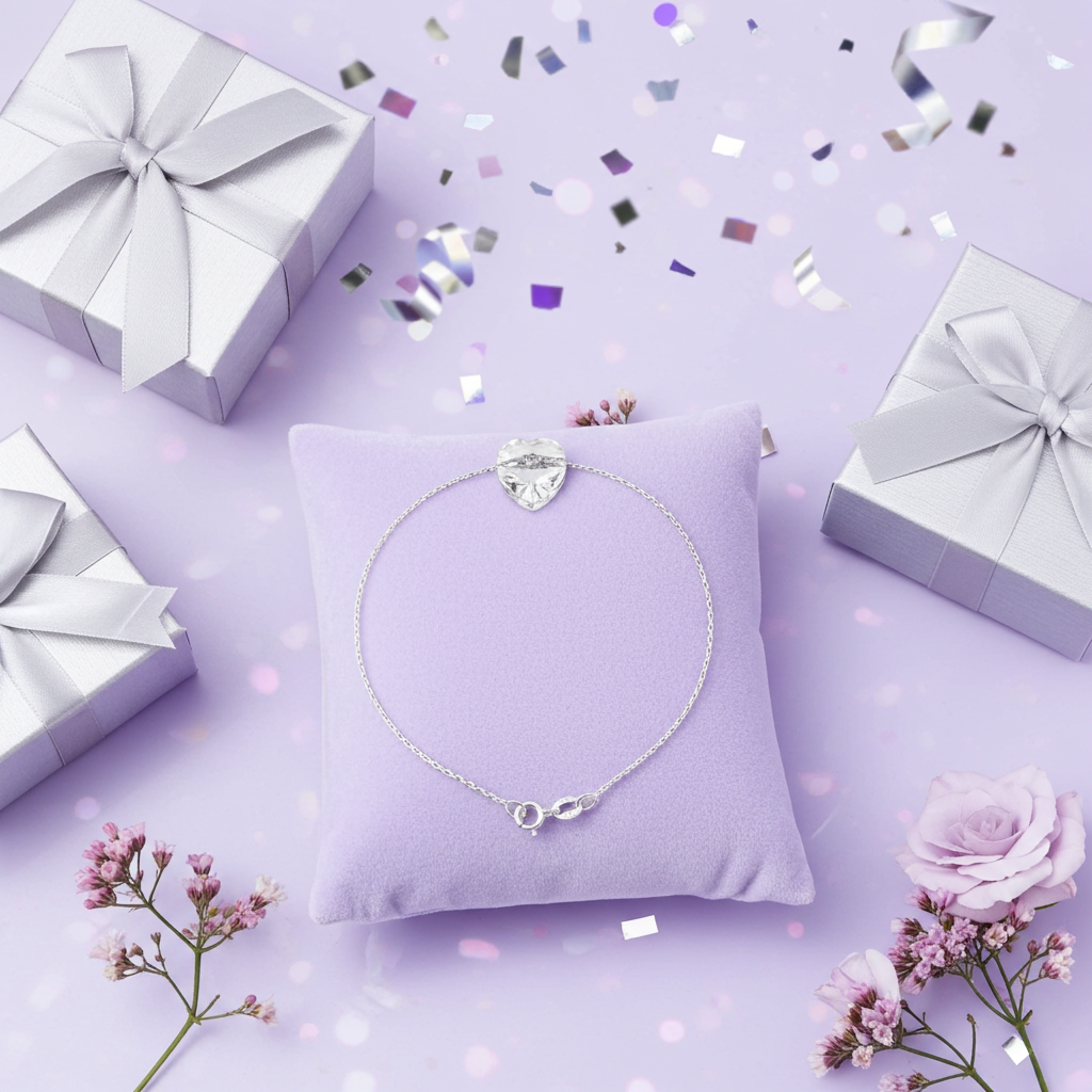 Bracelet cœur cristal Swarovski® – cadeau bijou femme chaîne argent 925